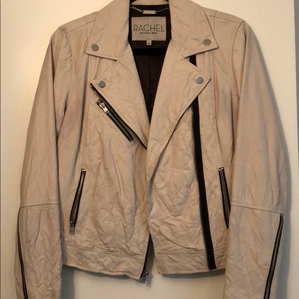 Rachel Roy white leather jacket